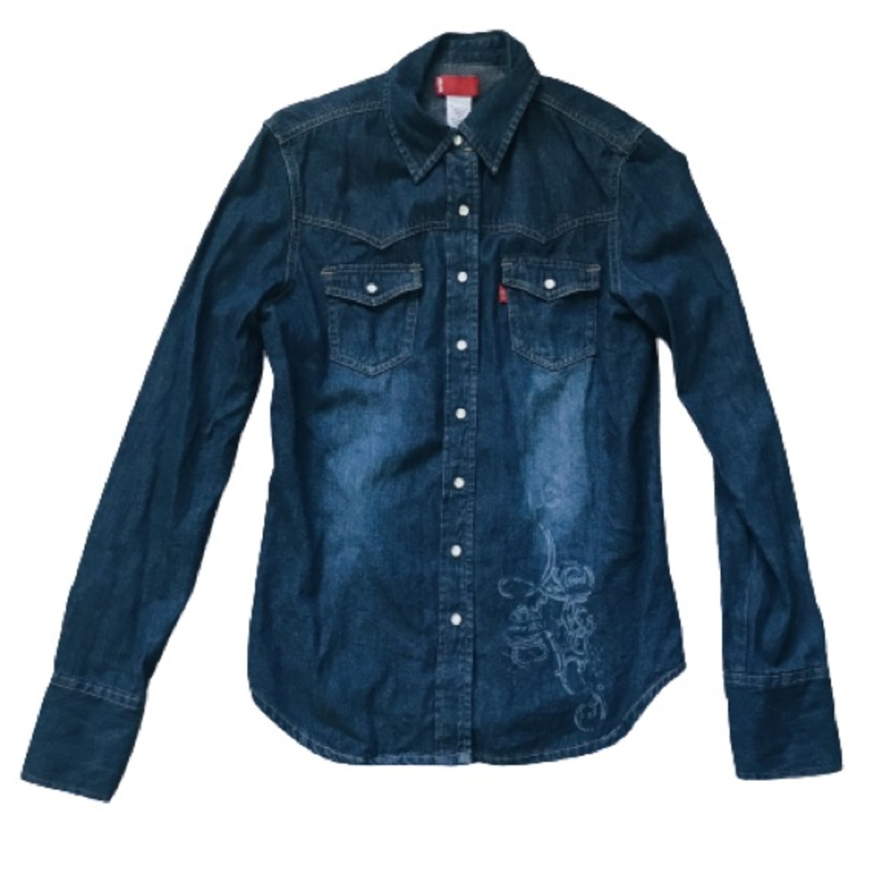 LEVI’S Women’s Denim Button Up Shirt Blue Small